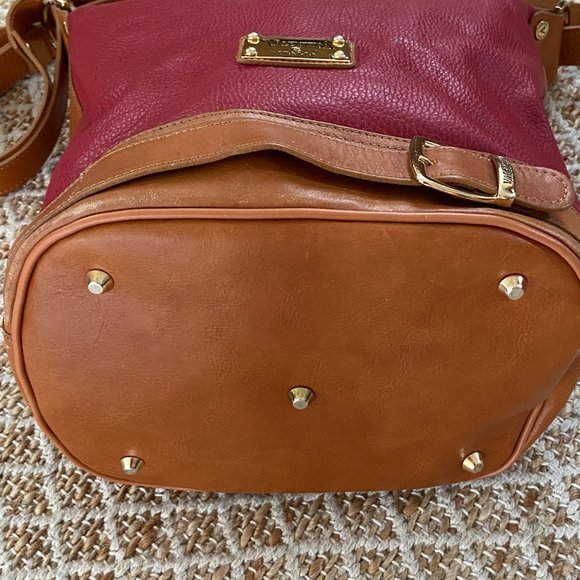 Valentina Italian leather handbag 2 tone red & tan leather Made in Italy - Picture 5 of 14